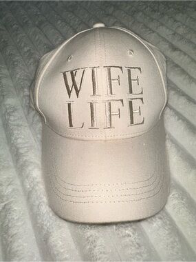Miss To Mrs WIFE LIFE Embroidered Baseball Cap - Beige/Cream